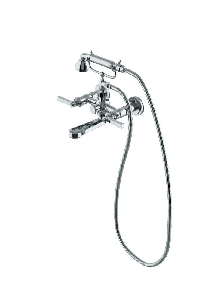 Waterworks Aero Exposed Tub Filler with Metal Handshower & Lever Handles in Chrome - Modern Bathroom Faucet for Freestanding Tubs, Luxury Spa & Home Renovation