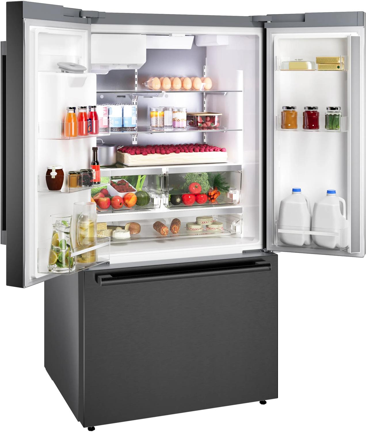 Bosch 500 Series 36 Inch French Door Bottom Freezer Refrigerator - Black Stainless Steel (B36FD52SNB) | Energy Efficient, Spacious Design for Modern Kitchens & Entertaining