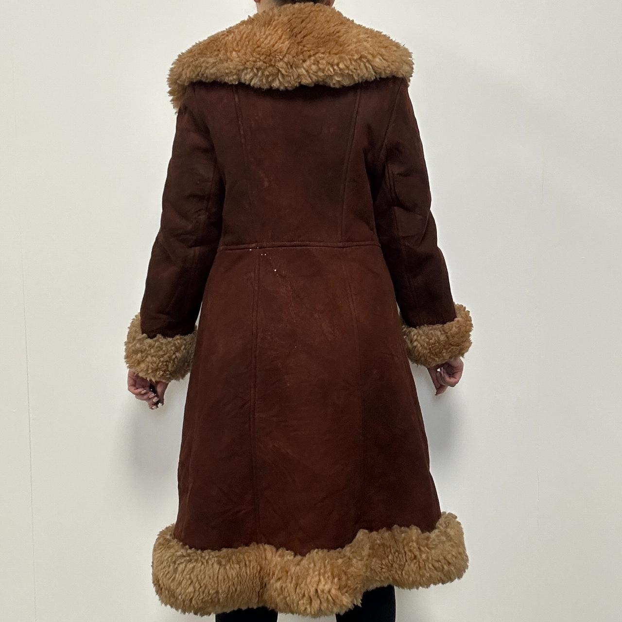 Genuine Brown Sheepskin Shearling Suede Coat - Medium Size | Warm Winter Jacket for Women & Men | Perfect for Cold Weather & Outdoor Activities