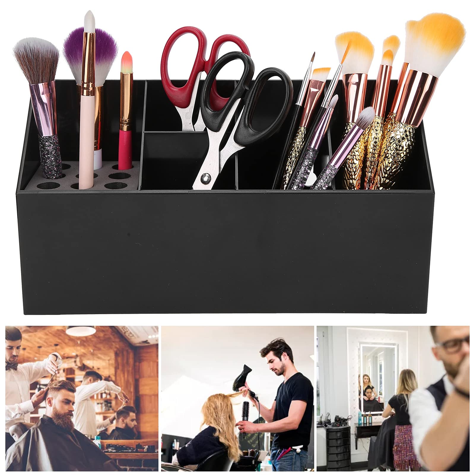 Professional Salon Scissors Organizer & Hairdressing Tool Storage Rack - Black Scissors Holder for Hair Stylists, Barbers, Home & Office Use - Perfect for Salon Organization, Hair Comb & Clip Storage