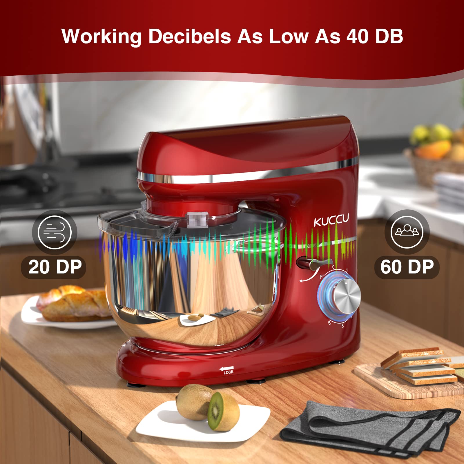 6.5 Qt 660W Stand Mixer - 6-Speed Tilt-Head Electric Kitchen Mixer with Stainless Steel Bowl, Dough Hook, Whisk & Beater - Perfect for Baking Cakes, Cookies, Bread & Whipping Cream (Red)
