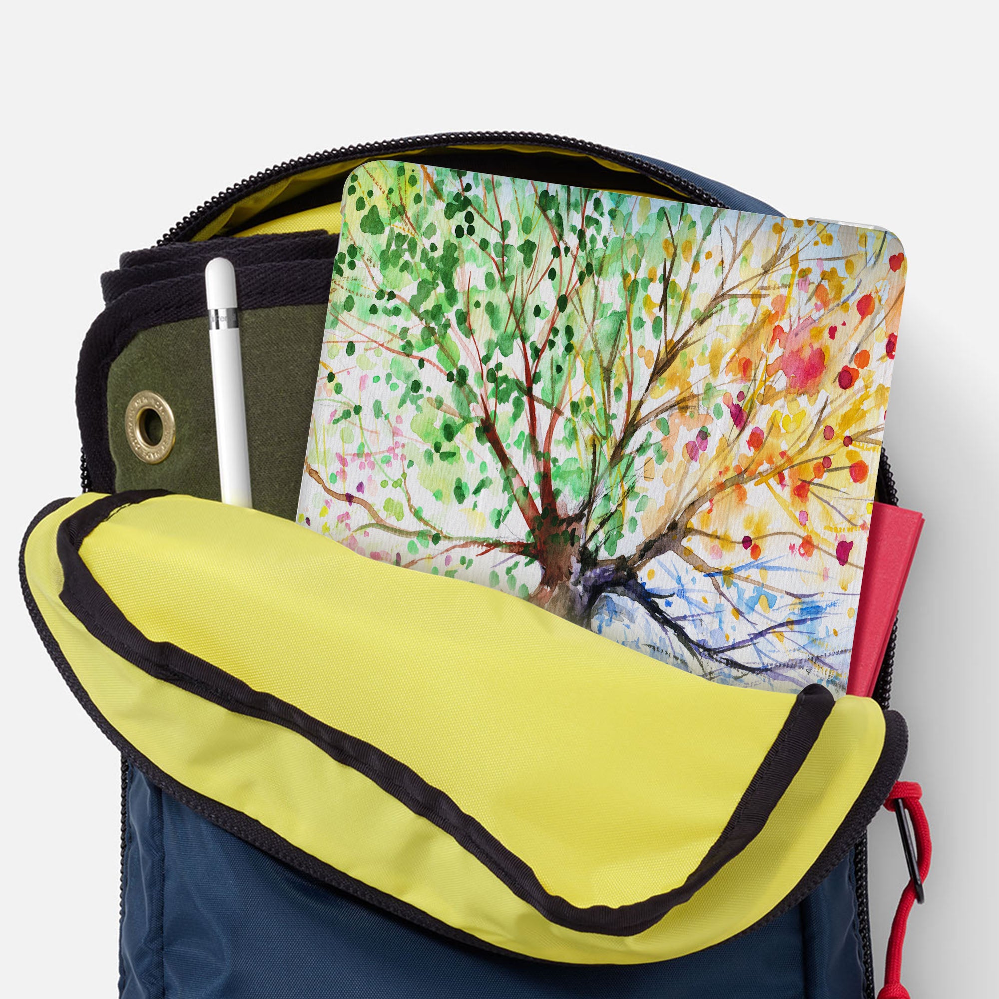 iPad See-Through Case with Watercolor Flower Design - Slim Protective Cover for iPad Air/Pro/Mini - Perfect for School, Work & Travel