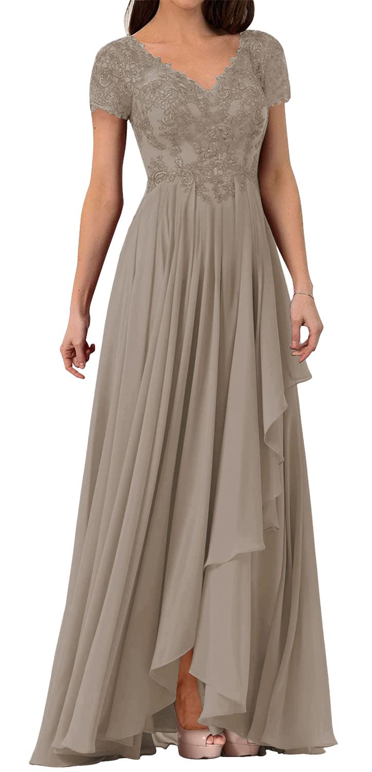 Elegant Mother of The Bride Dress - Lace Formal Evening Gown for Wedding Guest - Women's Chiffon Short Sleeve Dress - Perfect for Weddings, Parties & Special Occasions