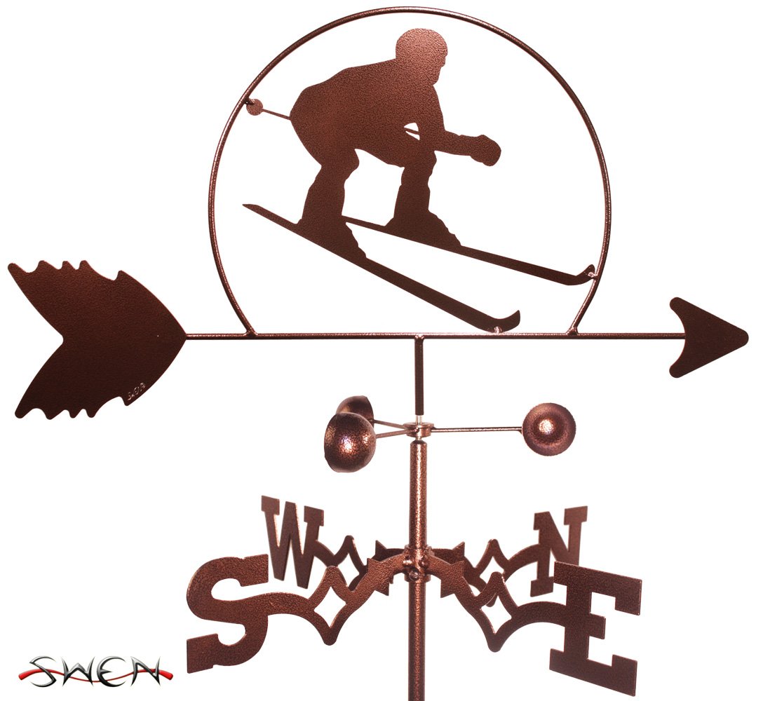 Handmade Downhill Skier Garden Stake Weathervane - Rustic Outdoor Decor for Winter Landscaping, Yard Art & Seasonal Holiday Display