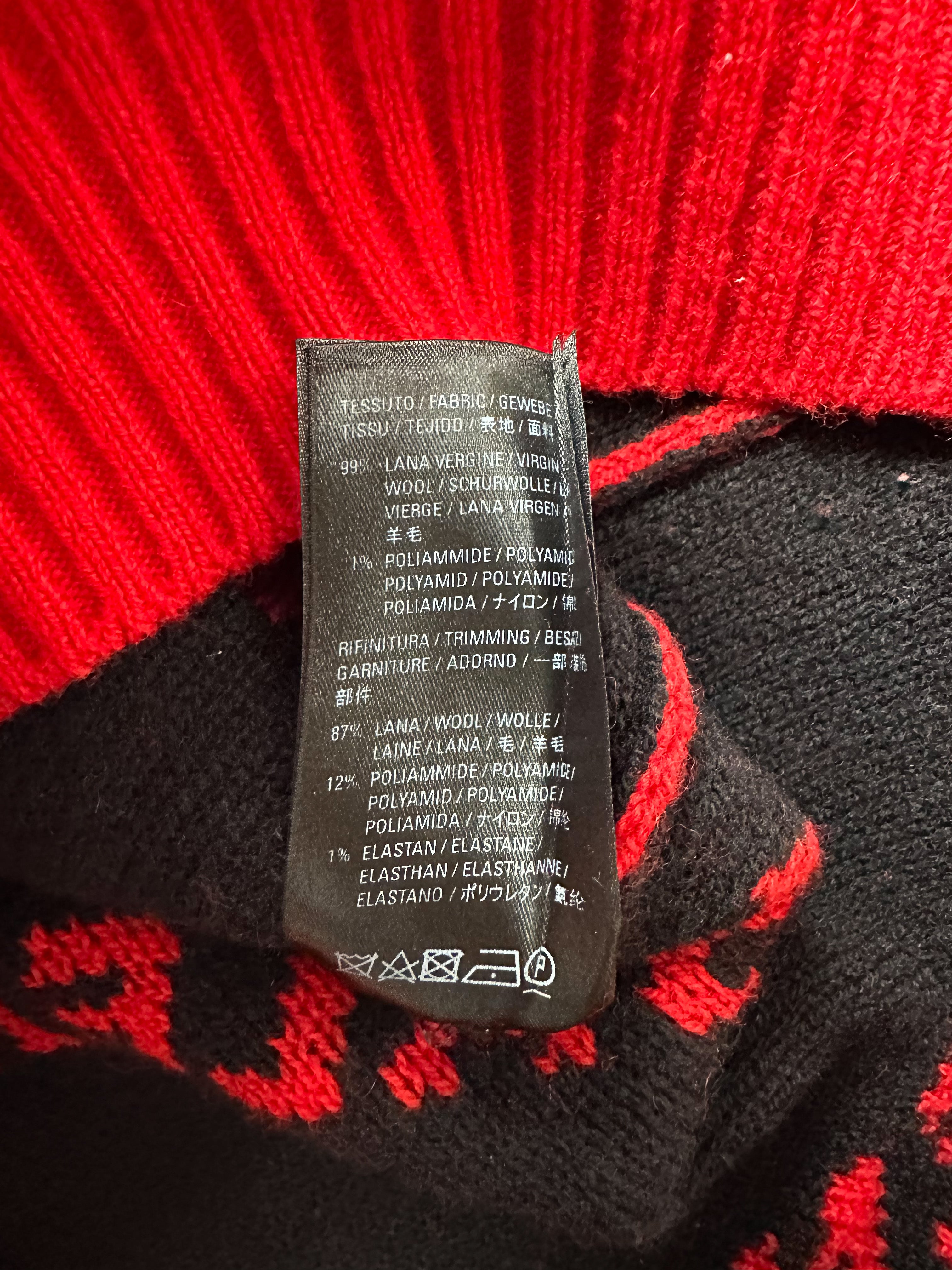 Balenciaga Red & Black All Over Logo Knit Sweater for Men & Women | Trendy Oversized Pullover | Perfect for Winter Fashion & Casual Outfits