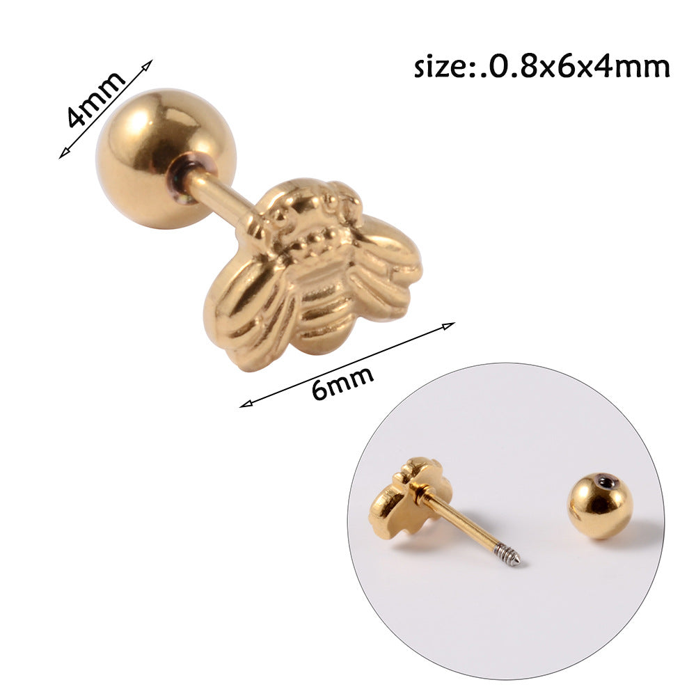20G Cartilage Labret Back Stud Bee Nose Clicker Septum Ring - Stainless Steel Body Jewelry for Piercing | Perfect for Nose, Ear, Septum & Lip Piercings | HSPJ682