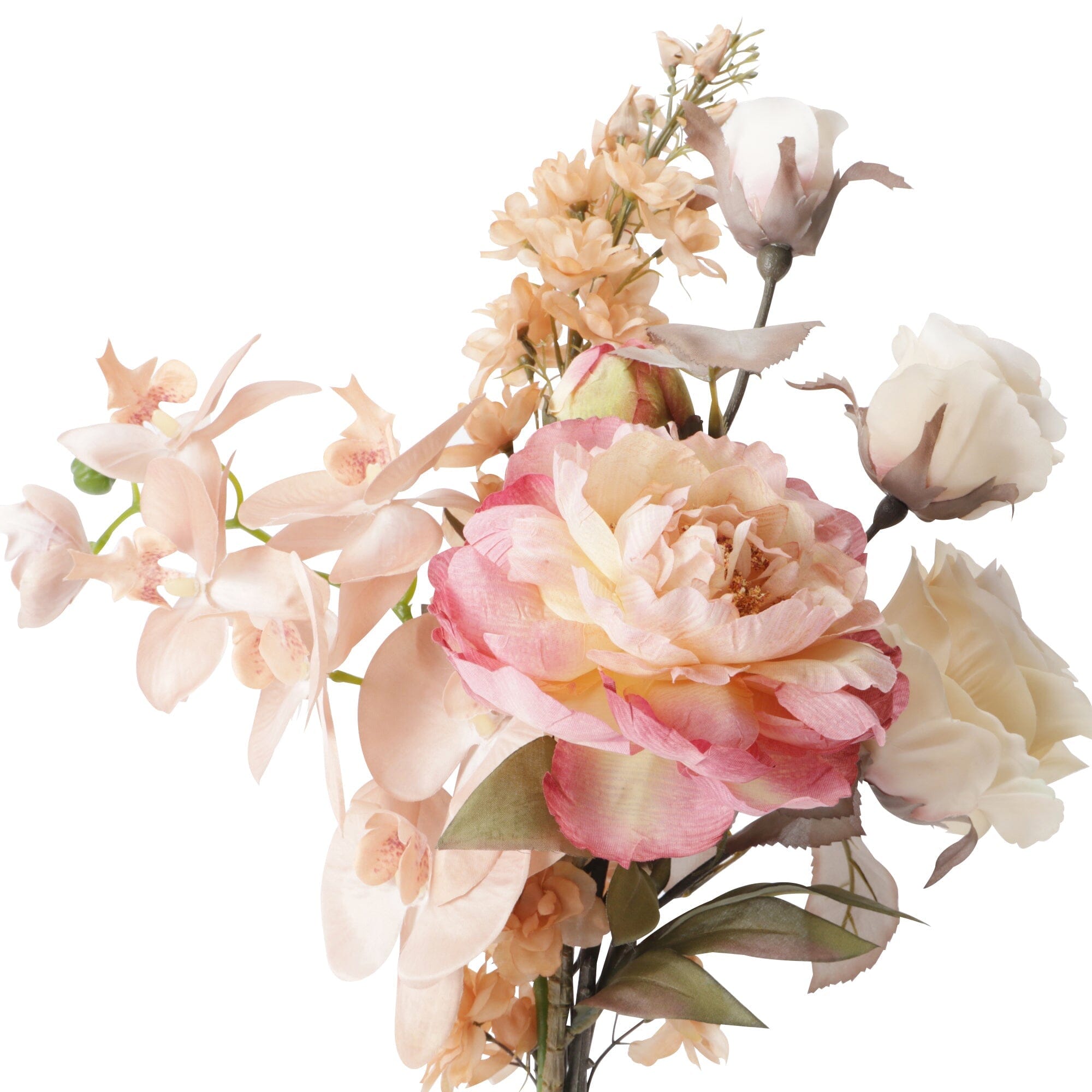 Fresh Orange Peony Phalaenopsis Bouquet - Elegant Silk Flowers for Wedding Centerpieces, Home Decor & Gift Giving