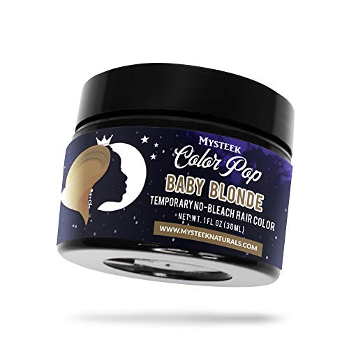 Mysteek Temporary Hair Color for Dark & Light Hair - No Bleach, Wash Out, Baby Blonde (1 oz) | Natural Hair Dye for Daily Styling, Parties & Special Events - Mysteek Naturals