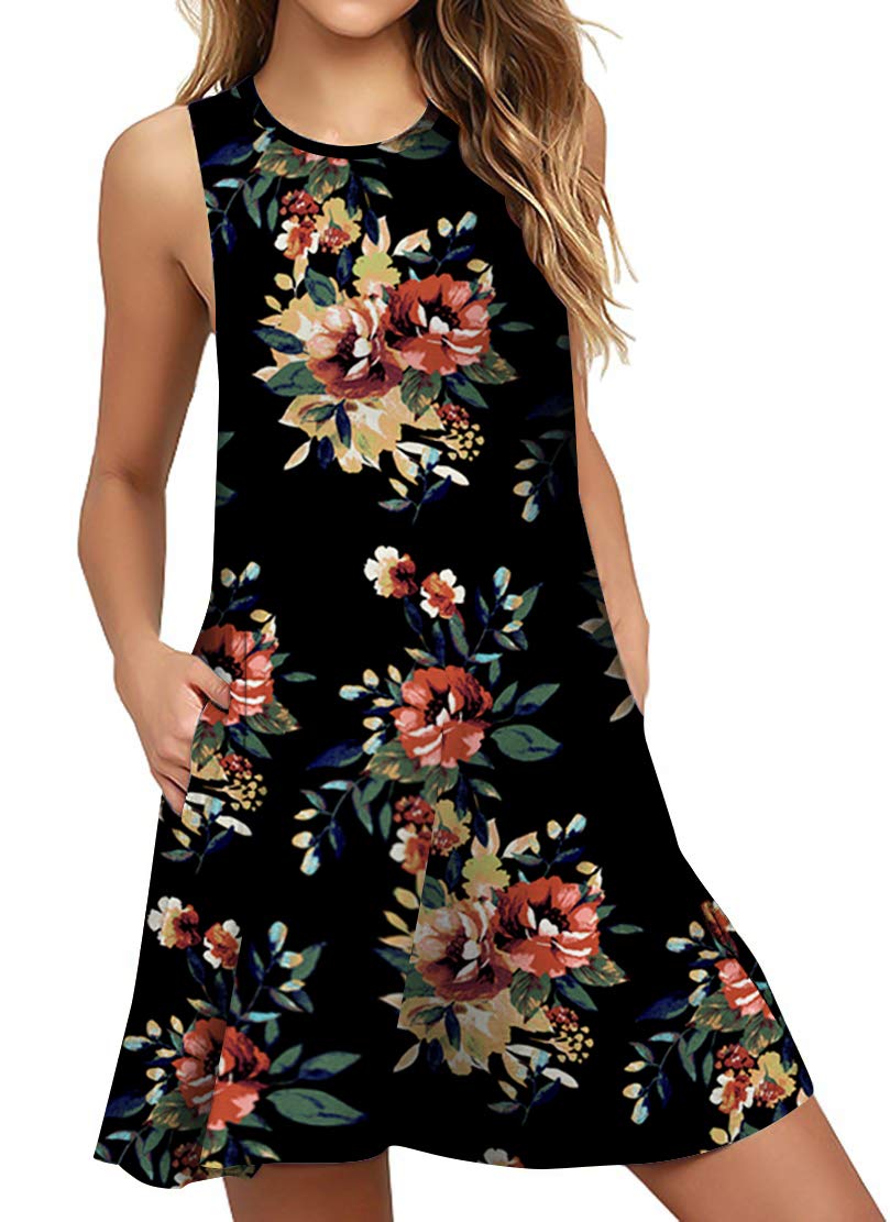 Haomeili Women's Summer Casual Swing T-Shirt Dress with Pockets - Beach Cover Up, Lounge Wear & Vacation Outfit for Poolside, Travel & Everyday Comfort