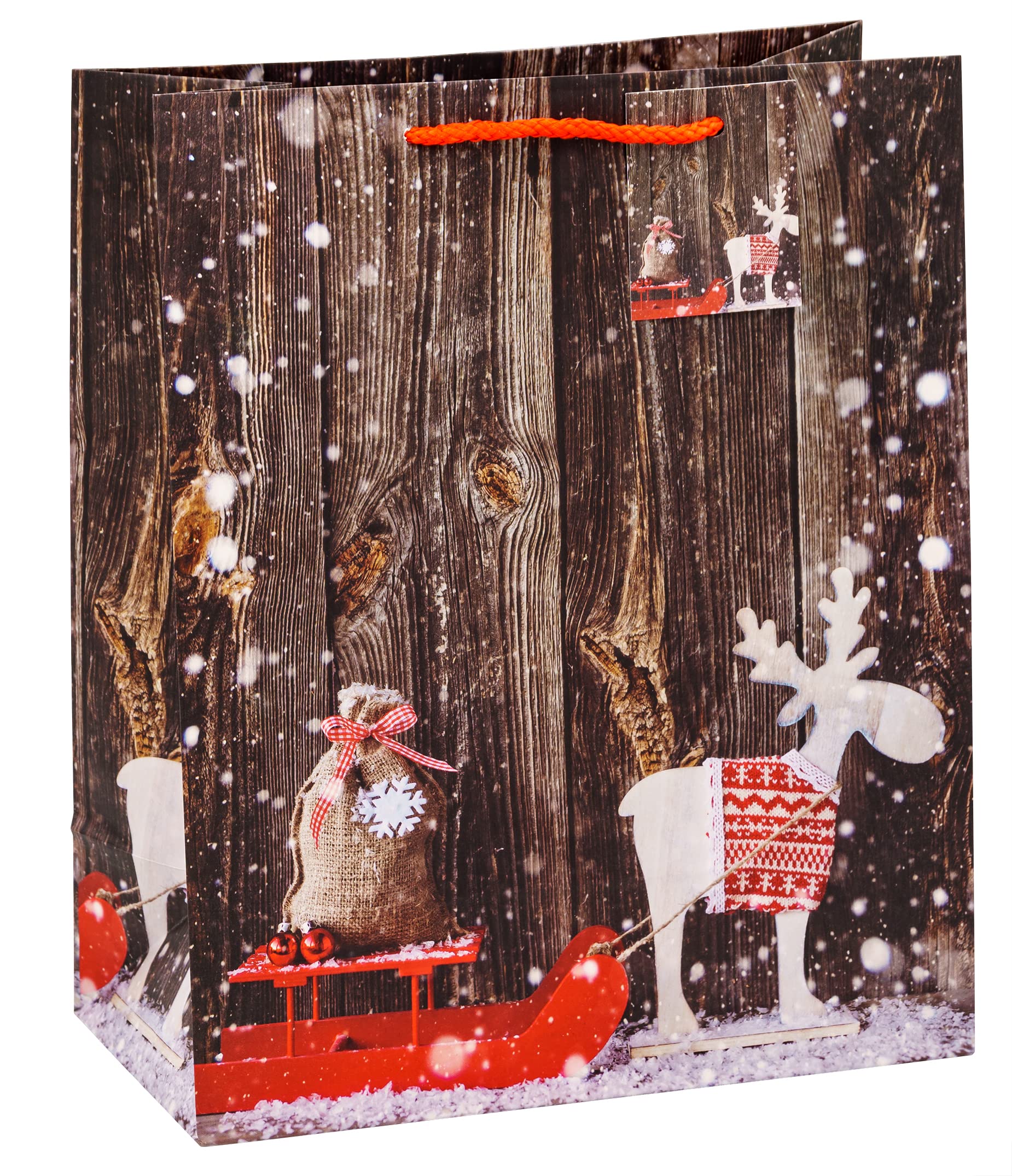 TSI 87311 Large Christmas Gift Bags 32x26x13.5cm - Holiday Party Favor Bags for Presents, Decorations & Festive Celebrations