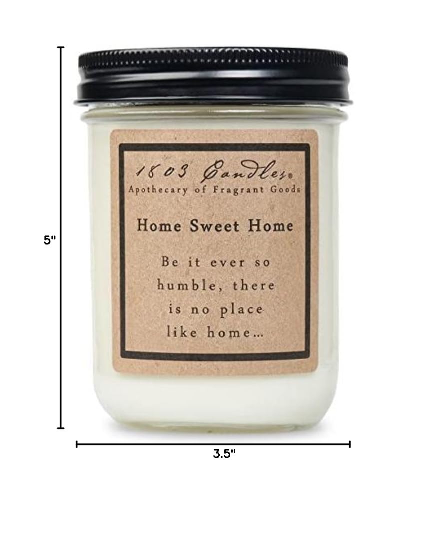 1803 Candles - 14 oz. Soy Wax Jar Candle in Home Sweet Home Scent - Long-Lasting Aromatherapy for Relaxation & Home Decor