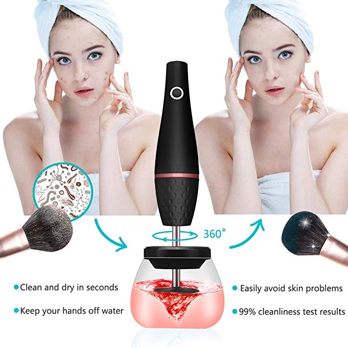 Electric Makeup Brush Cleaner Machine - Fast & Deep Cleaning for Foundation, Eyeshadow, Blush Brushes - Perfect for Home & Salon Use