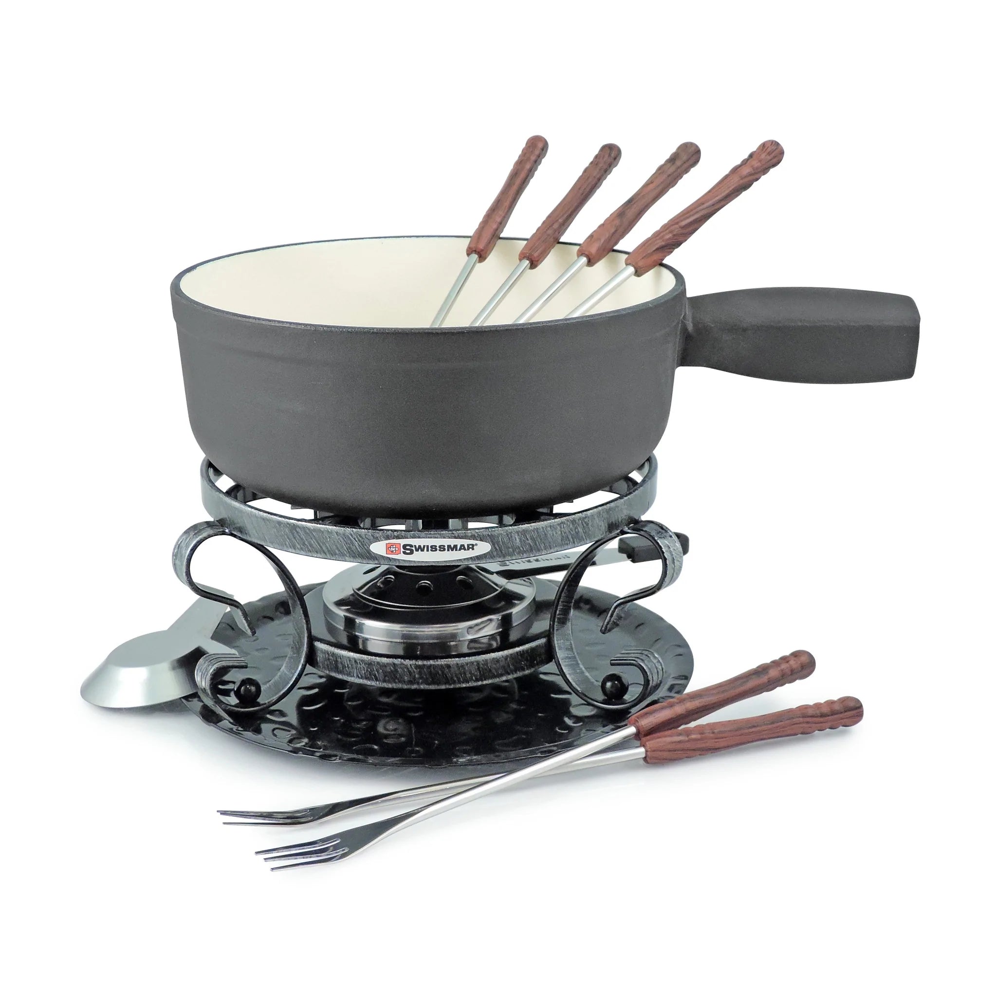 Premium Swissmar Fondue Pots Set - 6-Piece Stainless Steel Electric Cheese & Chocolate Fondue Maker - Perfect for Parties, Romantic Dinners & Family Gatherings