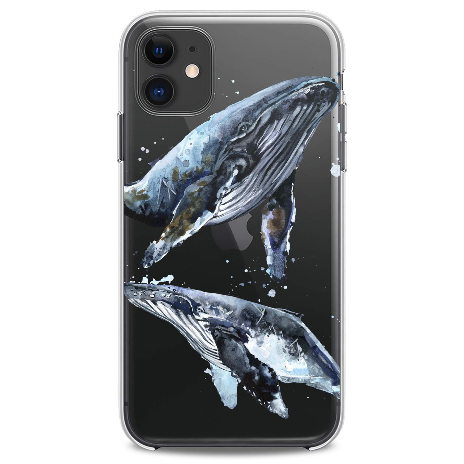 Premium Clear TPU Phone Case for iPhone 16/15/14/13/12/11 Pro Max/Plus/Mini/XS/XR/X/8/7/6/5/SE - Cute Ocean Fish & Whale Design, Slim Flexible Silicone Cover with Sea Animal Print - Perfect for Kids, Teens & Beach Lovers