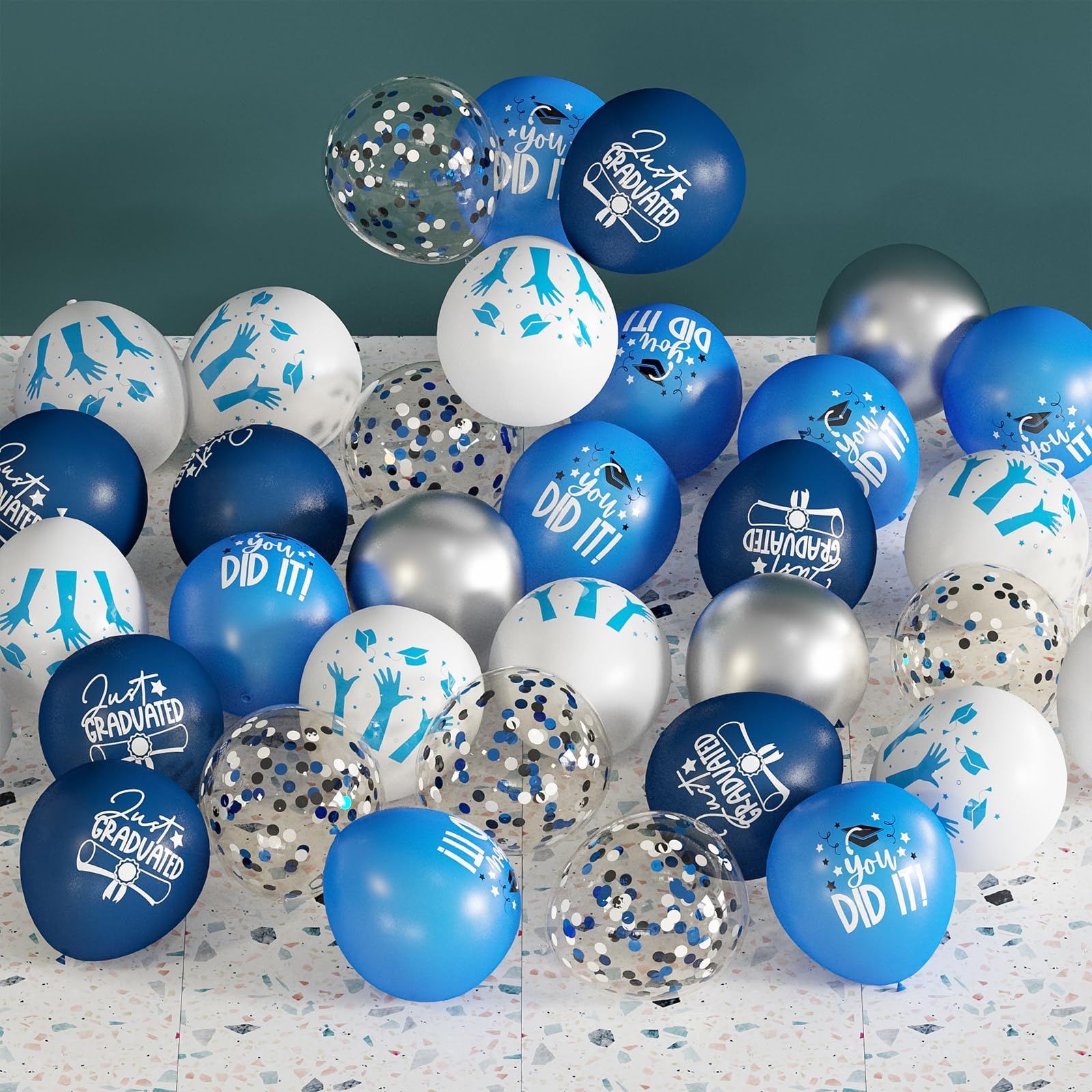 2025 Graduation Party Decorations - 70pcs Blue & White Grad Balloons Set for College & High School | Class of 2025 Congrats Decor | Perfect for Graduation Ceremonies, Parties & Photo Backdrops
