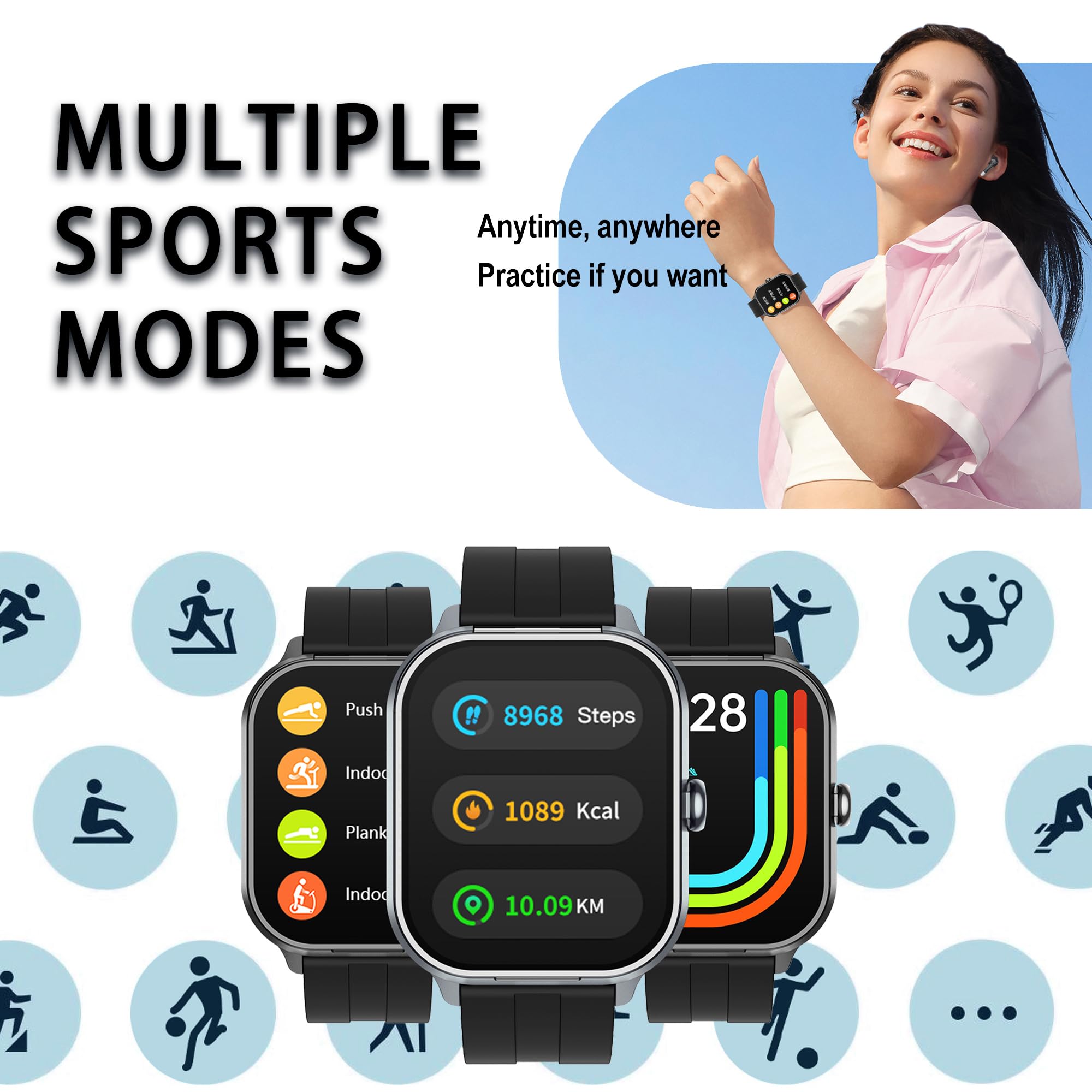 Smart Watch with Wireless Earbuds - Fitness Tracker with Heart Rate Monitor, Sleep Tracking & Bluetooth Calling for Android iOS - Perfect for Running, Workouts & Daily Activity Tracking