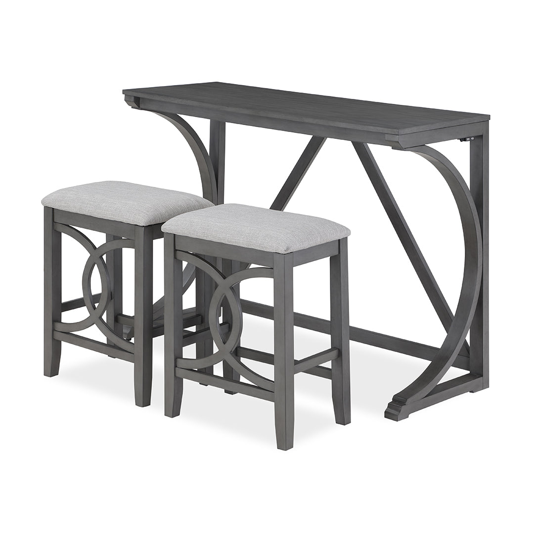 Bella Sofa Table with 2 Stools - Modern Gray Console Table for Living Room, Entryway & Small Spaces - Perfect for Coffee, Books & Decor Display