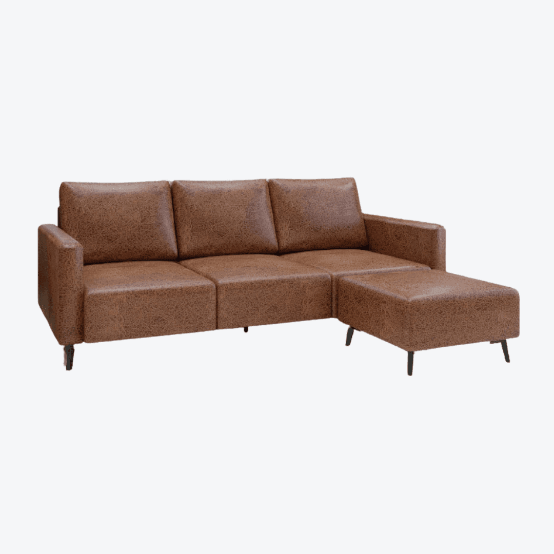 Holdun Faux Leather L-Shaped Sectional Sofa - Modern Corner Couch for Living Room, Lounge & Home Theater