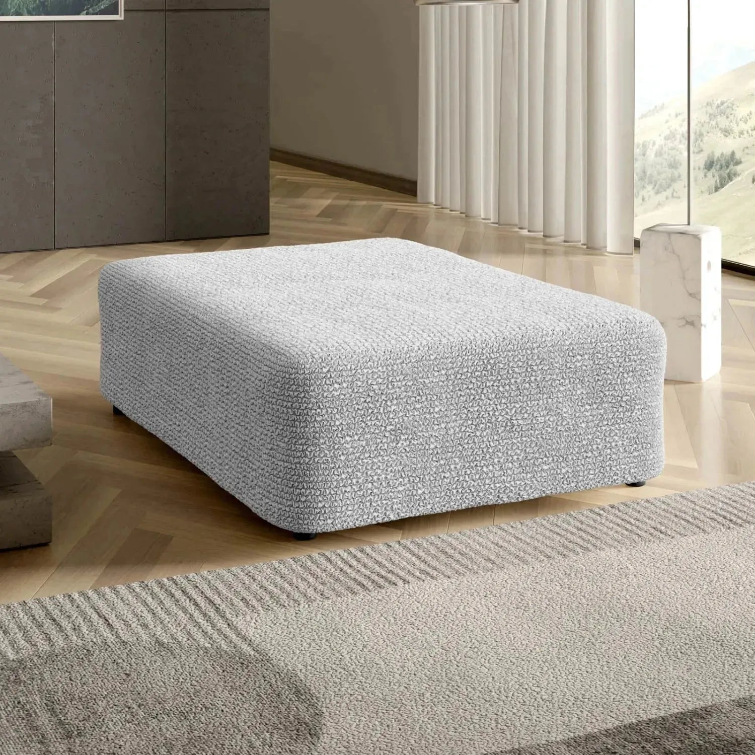 Large Ottoman Slipcover - Microfiber Collection for Living Room, Bedroom & Home Decor | Washable & Durable Furniture Cover