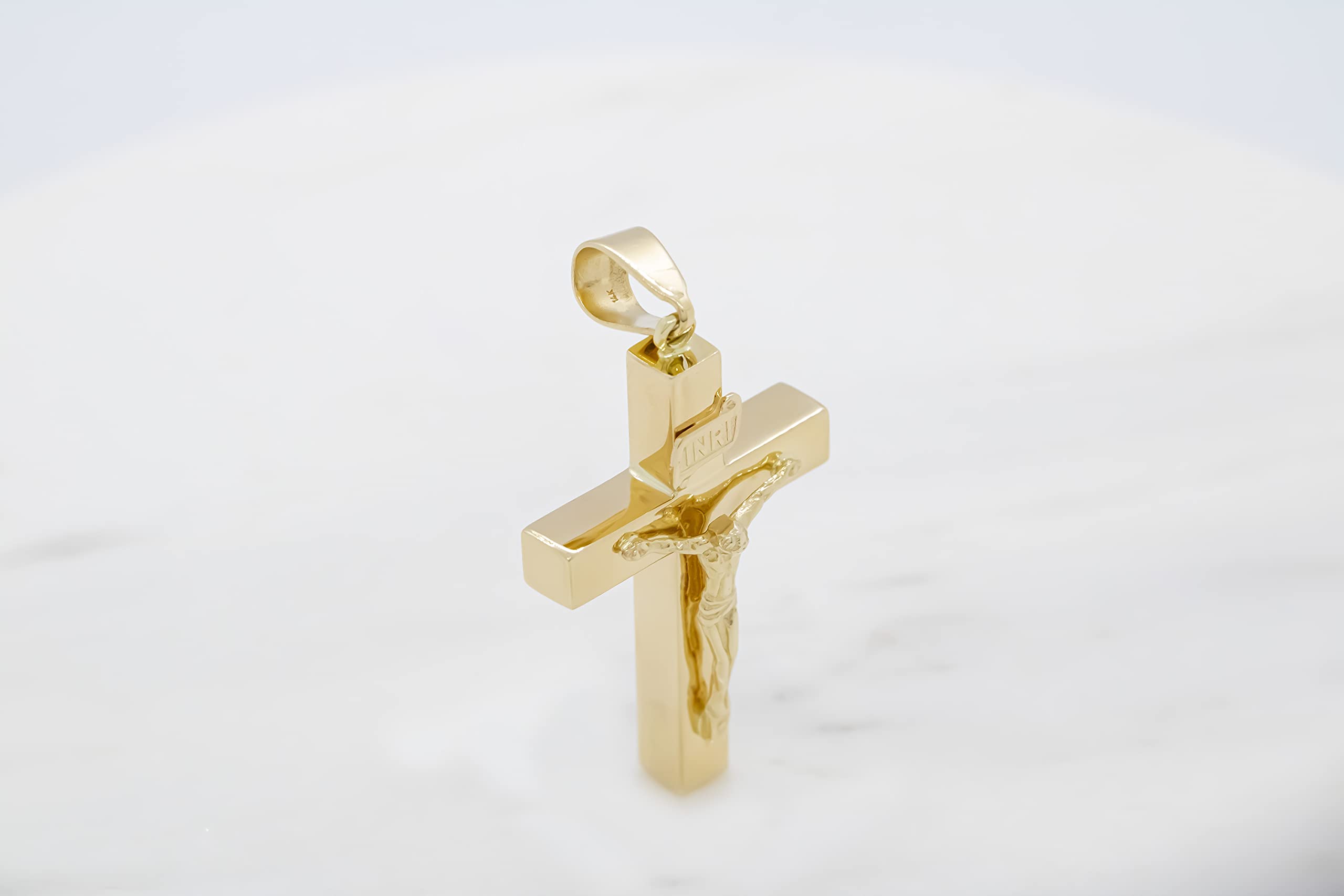 14K Yellow Gold Cross Pendant for Women & Men - Religious Jewelry Gift for Baptism, Confirmation, Christmas - Elegant Necklace for Everyday Wear