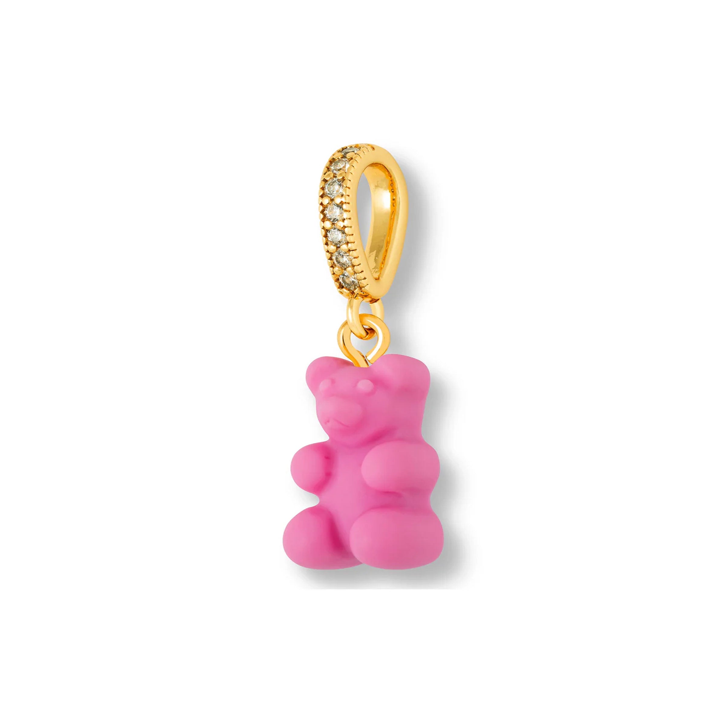 Vintage Nostalgia Bear Matte Pendant Necklace with Pave Gold Connector - Perfect for Casual Wear, Gifts & Special Occasions