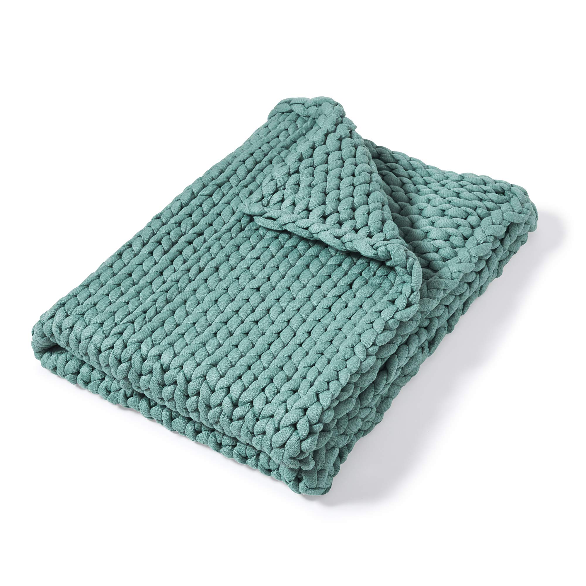 Donna Sharp Chunky Knit Aqua Throw Blanket - Oversized Loop Pattern Contemporary Decorative Blanket for Sofa, Bed & Cozy Home Decor
