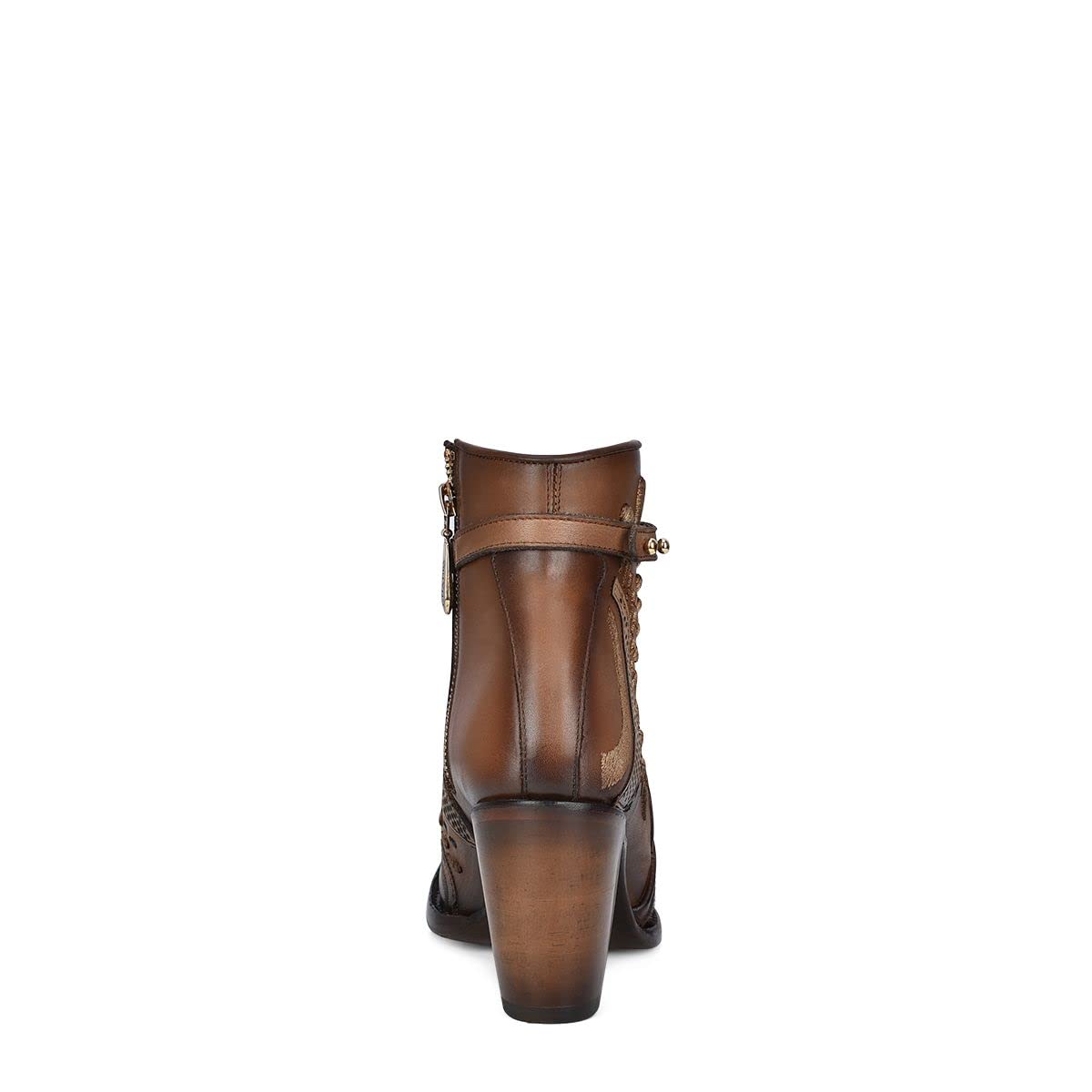 Cuadra Women's Black Leather Bootie with Zipper & Crystals for Party & Evening Wear