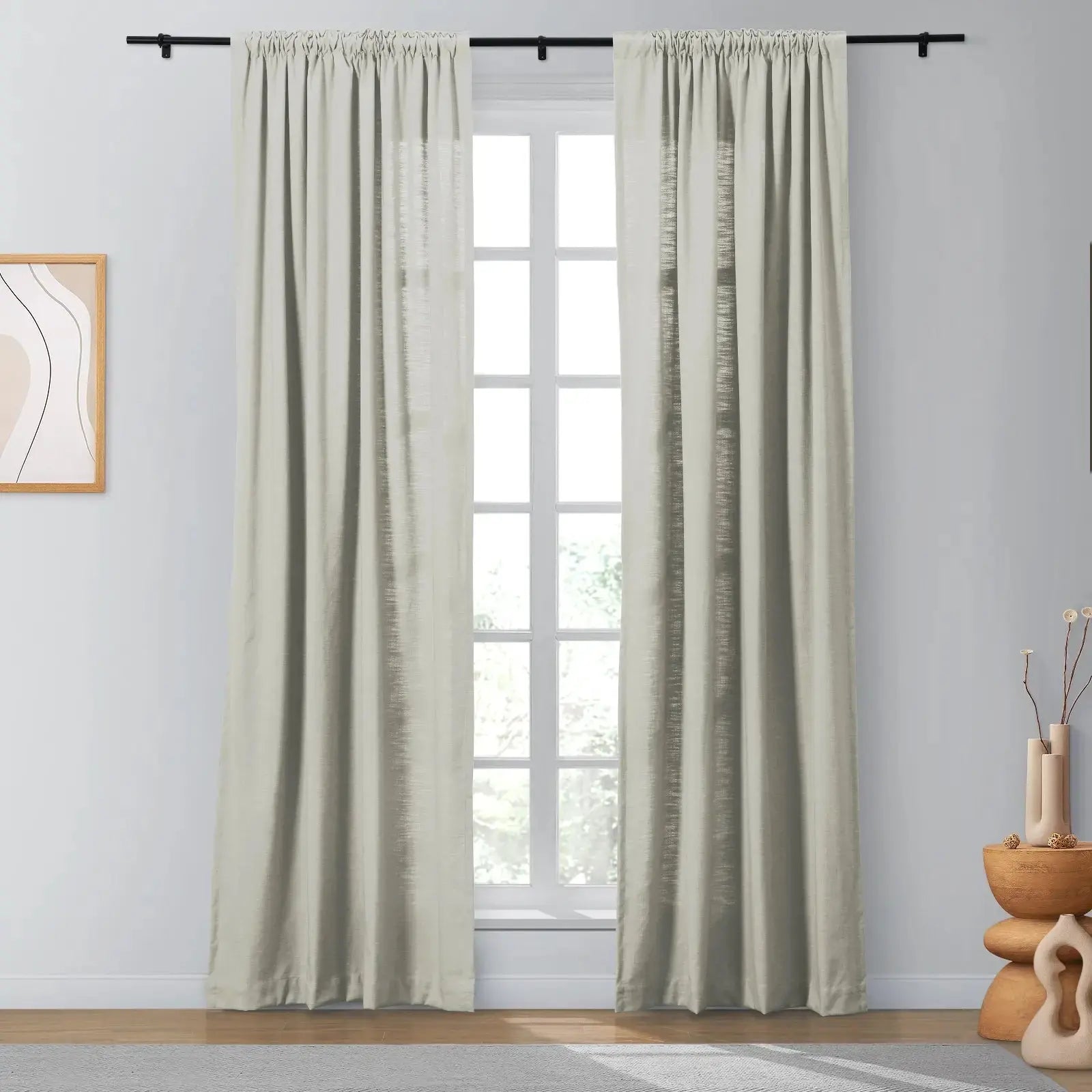 Isabella Heavyweight Cotton Blackout Curtains - Soft Top Thermal Insulated Drapes for Living Room & Bedroom - Noise Reducing & Energy Saving Window Treatments