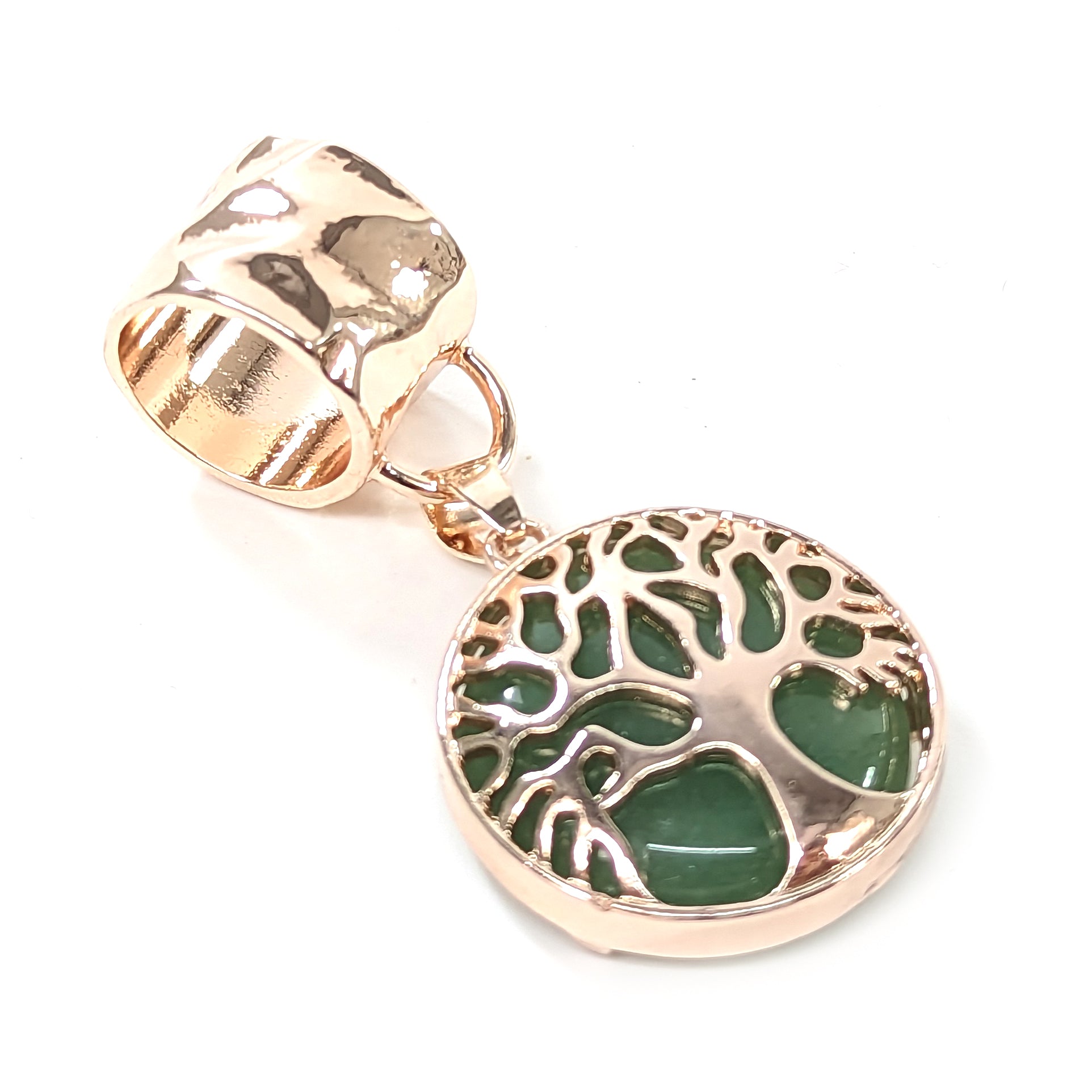 Elegant Rose Gold Scarf Jewelry with Green Jade Tree of Life Pendant - Perfect for Women's Fashion Accessories, Gift Giving & Spiritual Healing