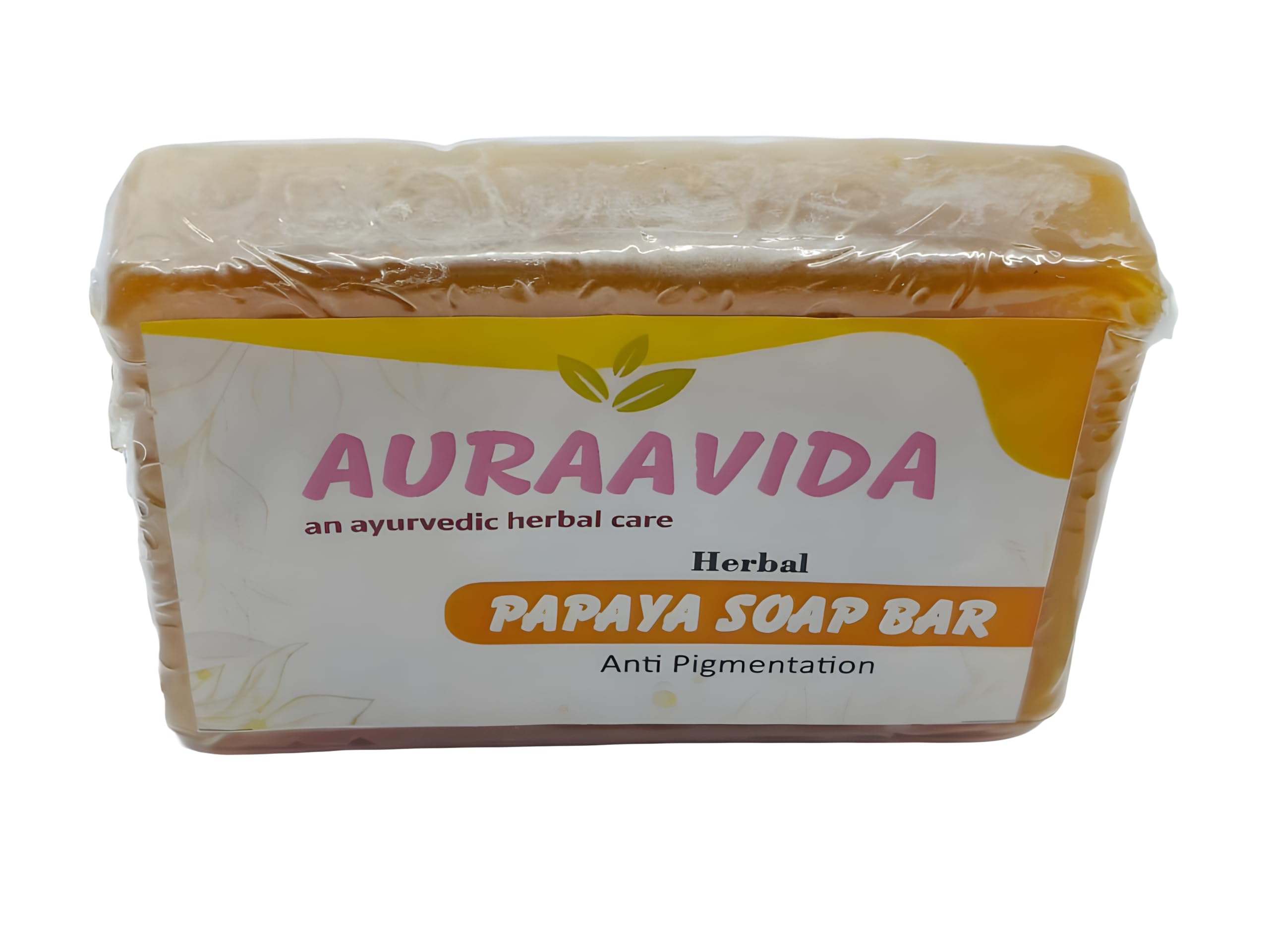 Auraavida Herbal Papaya Anti-Pigmentation Soap Bar - Brightens Skin & Reduces Dark Spots - Perfect for Acne-Prone & Uneven Skin Tone