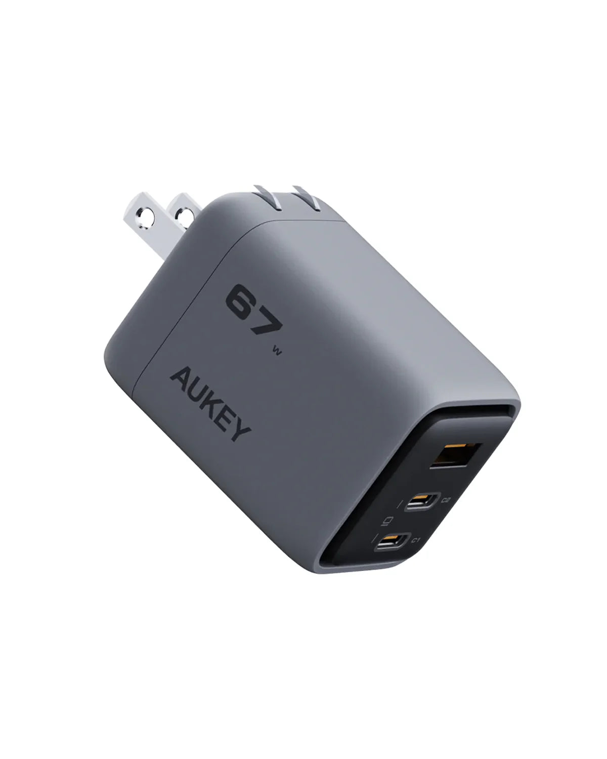 AUKEY PA C3 Comet Mix 3 67W GaN PD Wall Charger Fast Charging for iPhone 15/14/13, Samsung Galaxy, iPad - Compact Travel Charger for Home, Office & Car