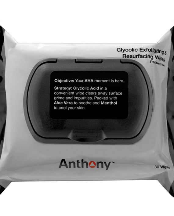 Anthony Glycolic Acid Exfoliating & Resurfacing Facial Wipes for Acne-Prone Skin - Gentle Chemical Peel Pads for Daily Exfoliation & Brightening - Perfect for Travel & On-the-Go Skincare Routine
