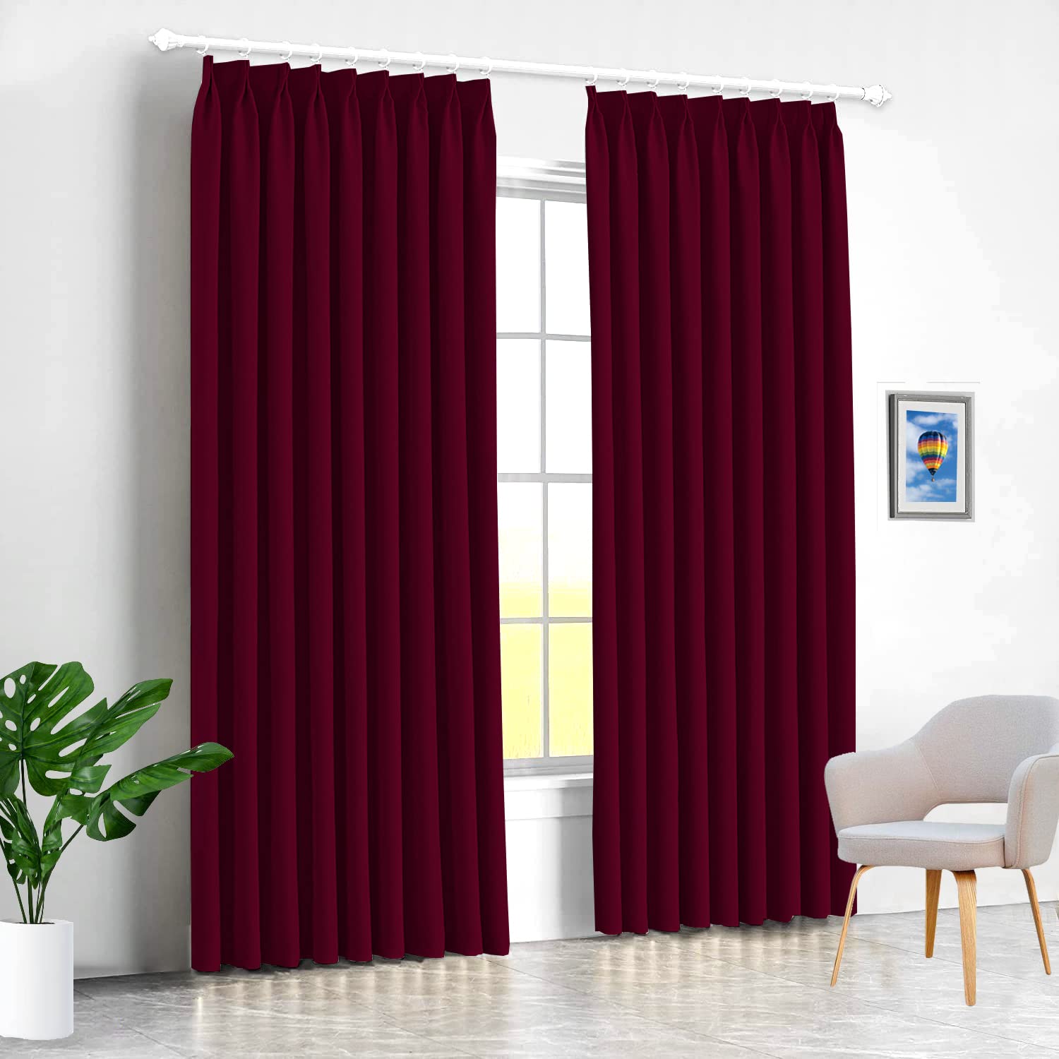 Blackout Double Pinch Pleated Extra Wide Curtains for Living Room & Patio - 72