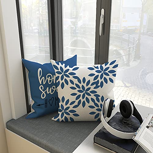 YCOLL 16x16 Inch Pillow Covers Set of 4 - Modern Decorative Linen Fabric Throw Pillow Cases for Sofa, Couch, Bed & Car - Light Blue - Perfect for Living Room, Bedroom & Outdoor Decor