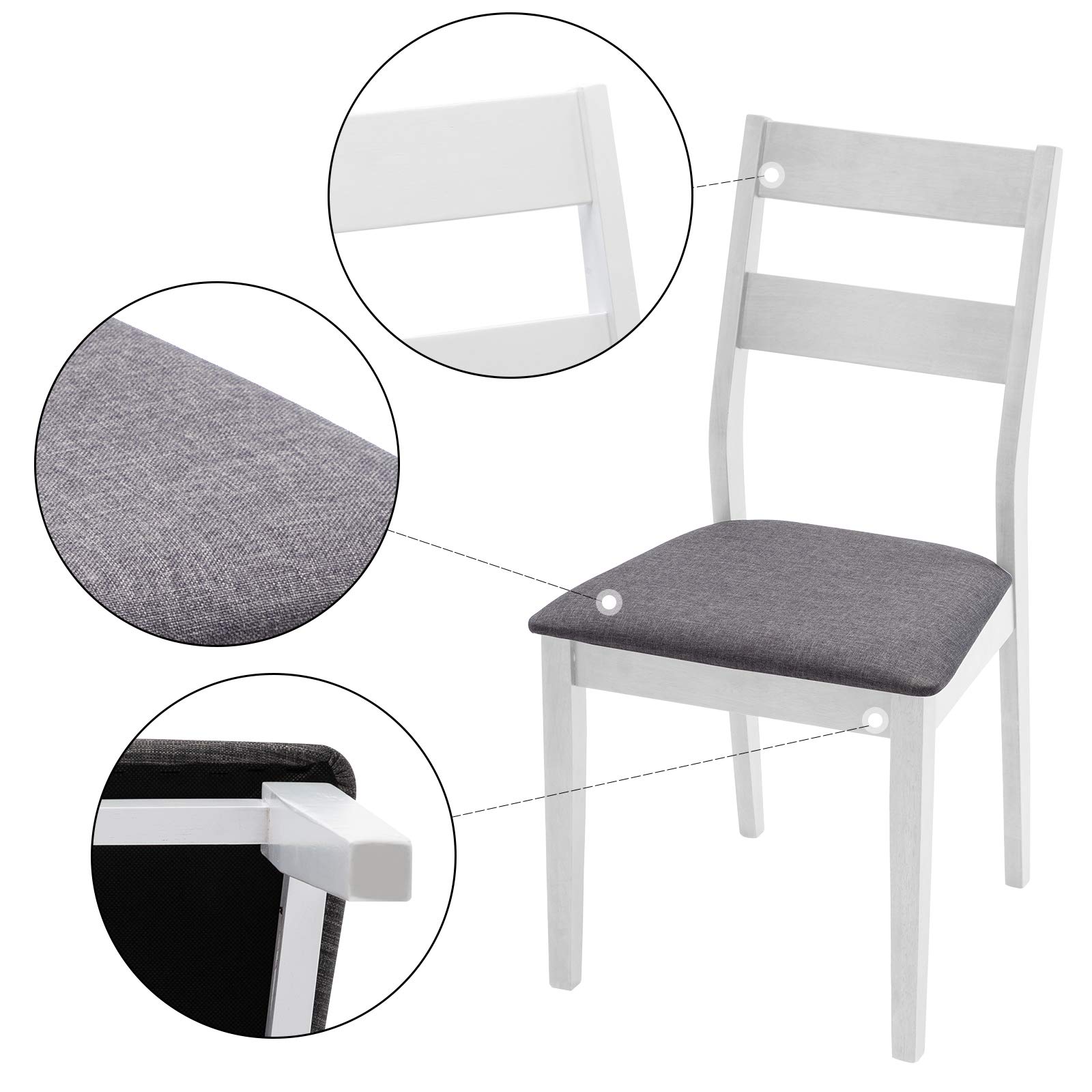DUHOME 2-Piece Wood Dining Chairs Set - Armless Kitchen & Side Chairs in White - Perfect for Small Spaces, Breakfast Nooks & Modern Dining Rooms