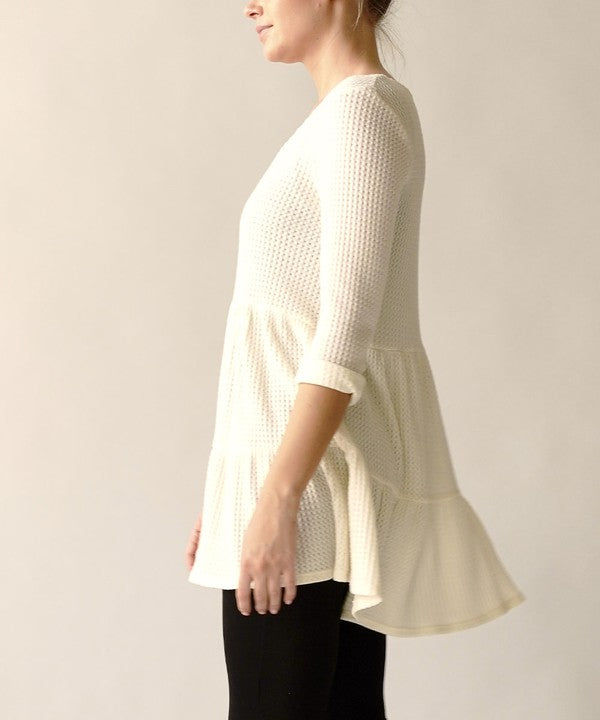 Bamboo Waffle Babydoll Tunic - Soft & Breathable Women's Loungewear for Relaxing at Home or Casual Outings