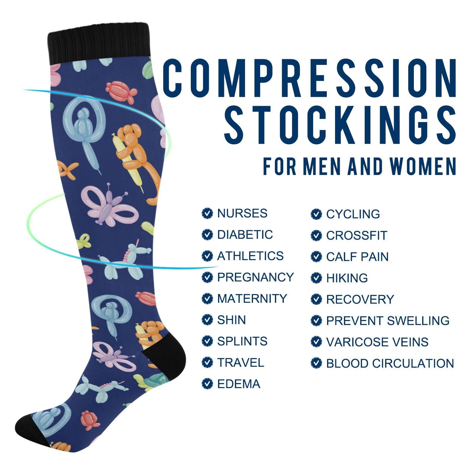 Leopard Print Compression Socks for Women & Men - Medical Grade Support for Running, Cycling, Nursing & Sports - Improve Blood Circulation & Reduce Fatigue