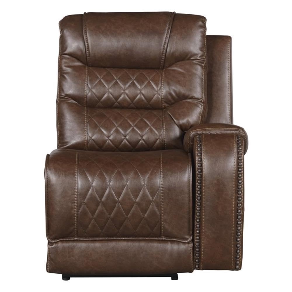 Lexicon Putnam 6-Piece Power Reclining Sectional Sofa with Left Chaise in Brown Leather - Perfect for Living Room, Home Theater & Family Gatherings