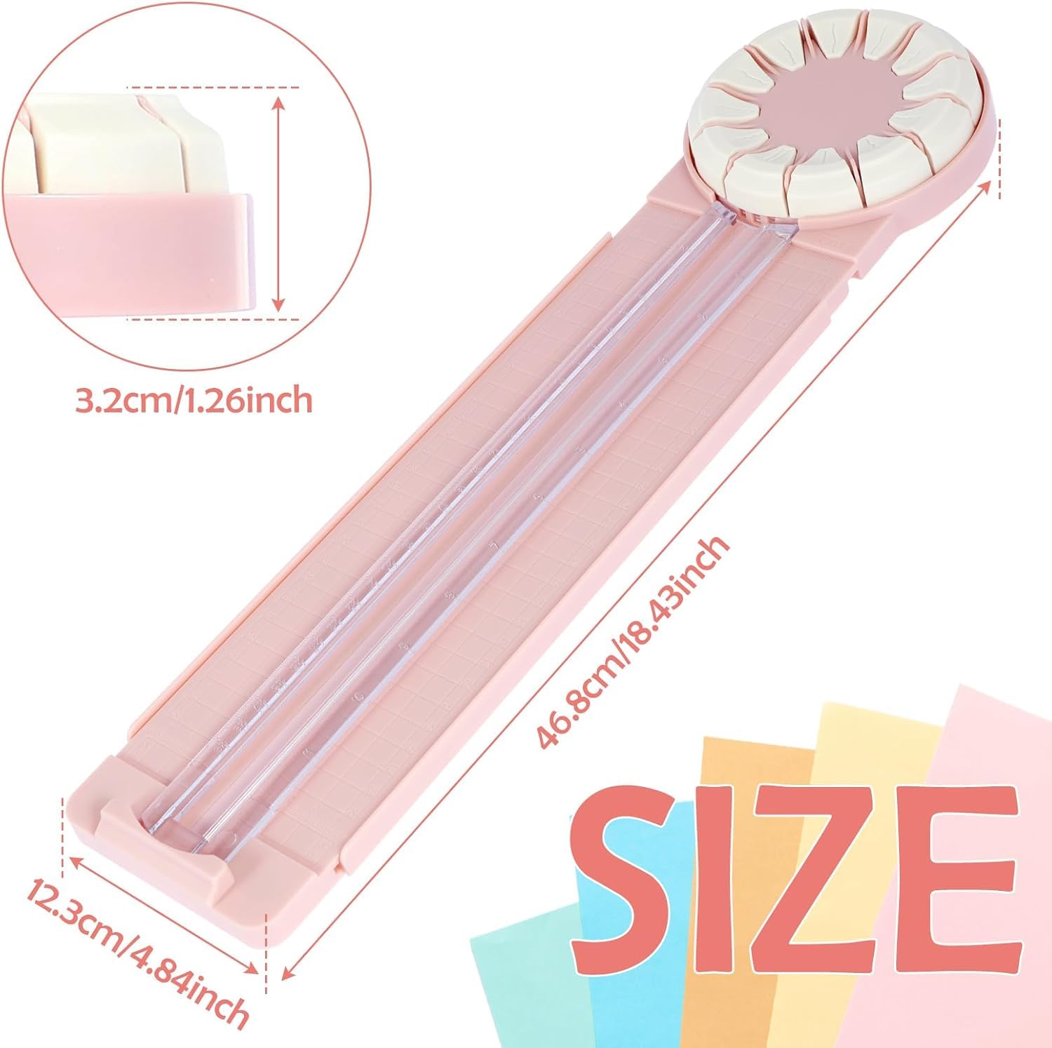 12-in-1 Multifunctional Wavy Paper Edge Cutter with 360° Rotating Blade Head - Pink | Scrapbooking, Card Making & DIY Craft Supplies for Creative Projects