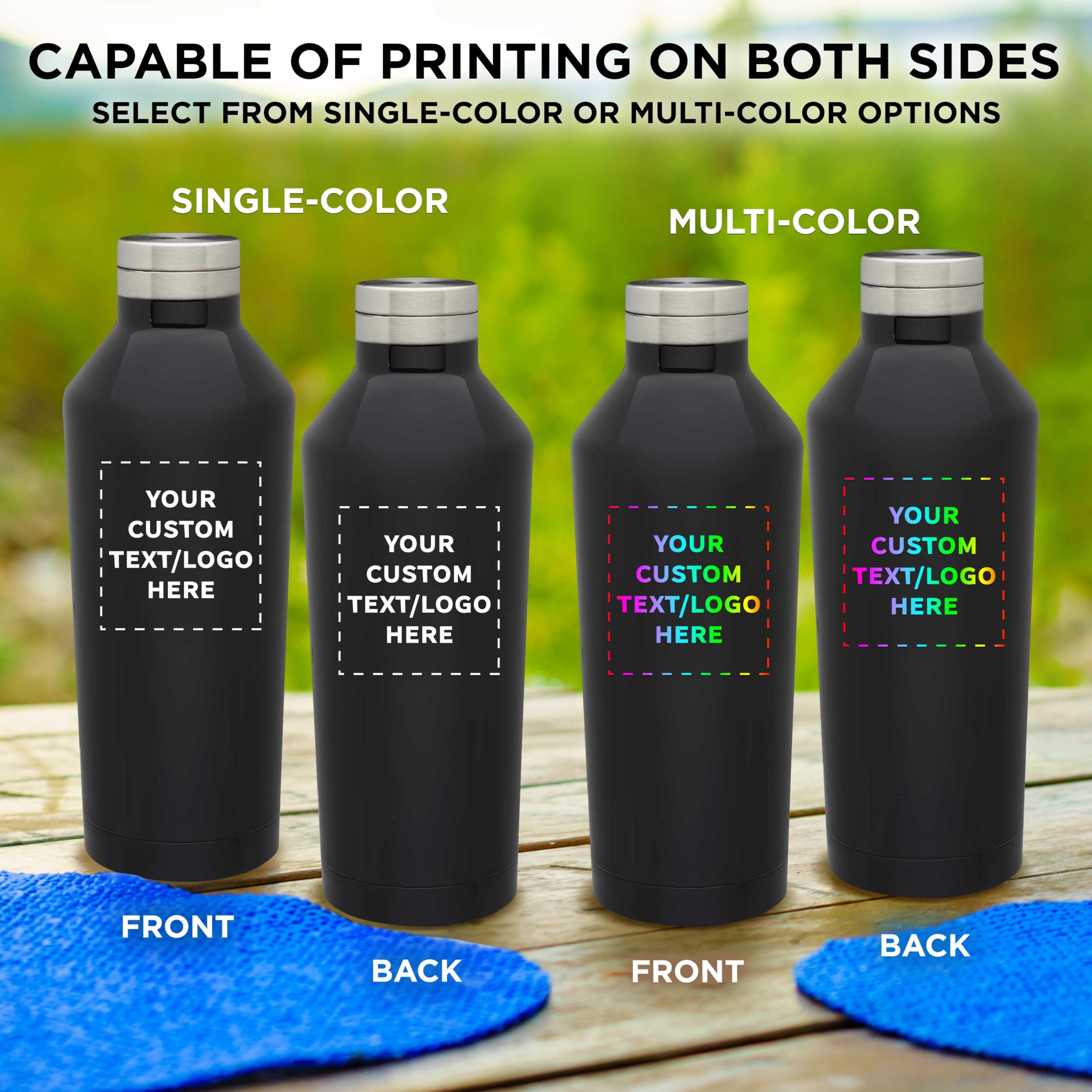 Custom Stainless Steel Water Bottles 17oz (12-Pack) - Double Wall Insulated, Personalized Bulk Drinkware for Coffee, Tea, Soda & Cold Beverages - Black - Perfect for Office, Gym, Camping & Outdoor Activities