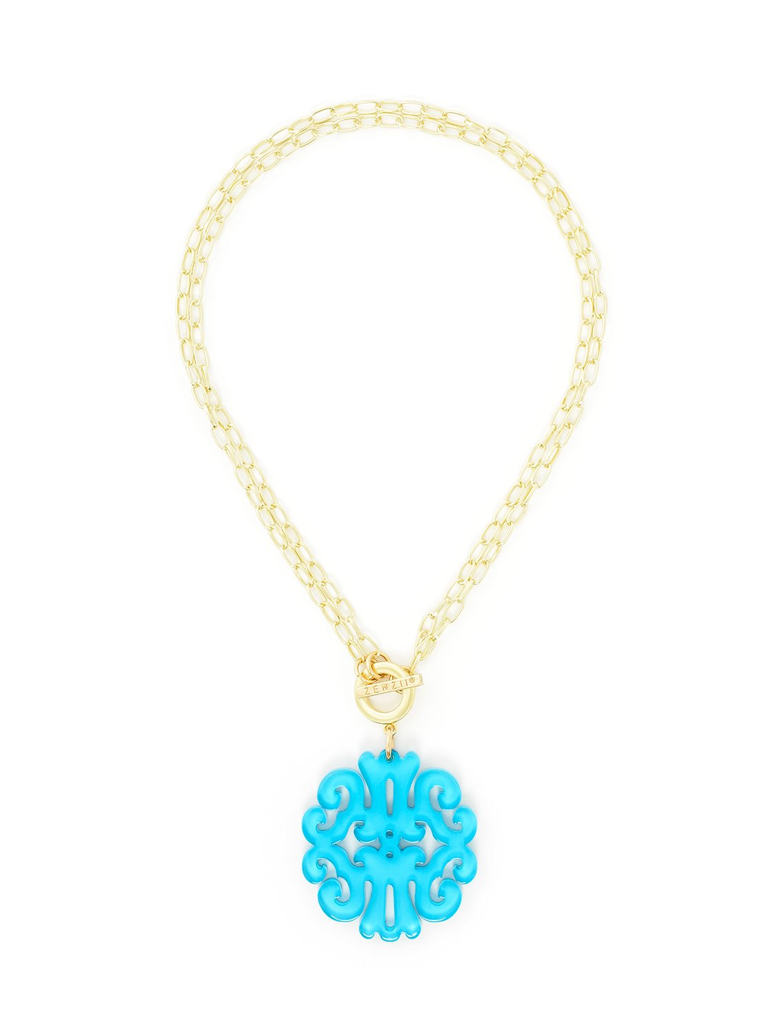 ZENZII Elegant Scroll Acrylic Resin Pendant Necklace with Adjustable Toggle Chain - Perfect for Women's Fashion, Gift Giving & Special Occasions