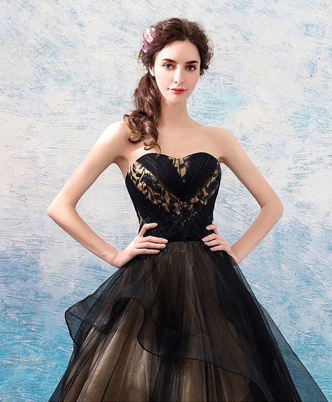 Elegant Black Sweetheart Neck Tulle Long Prom Dress - Formal Evening Gown for Homecoming, Ball, Wedding & Special Occasions