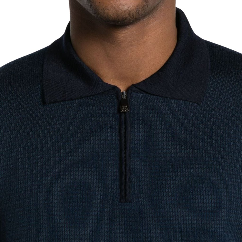 CORNELIANI Men's Merino Wool Zip-Up Knit Sweater in Navy Blue - Perfect for Casual Wear & Winter Layering