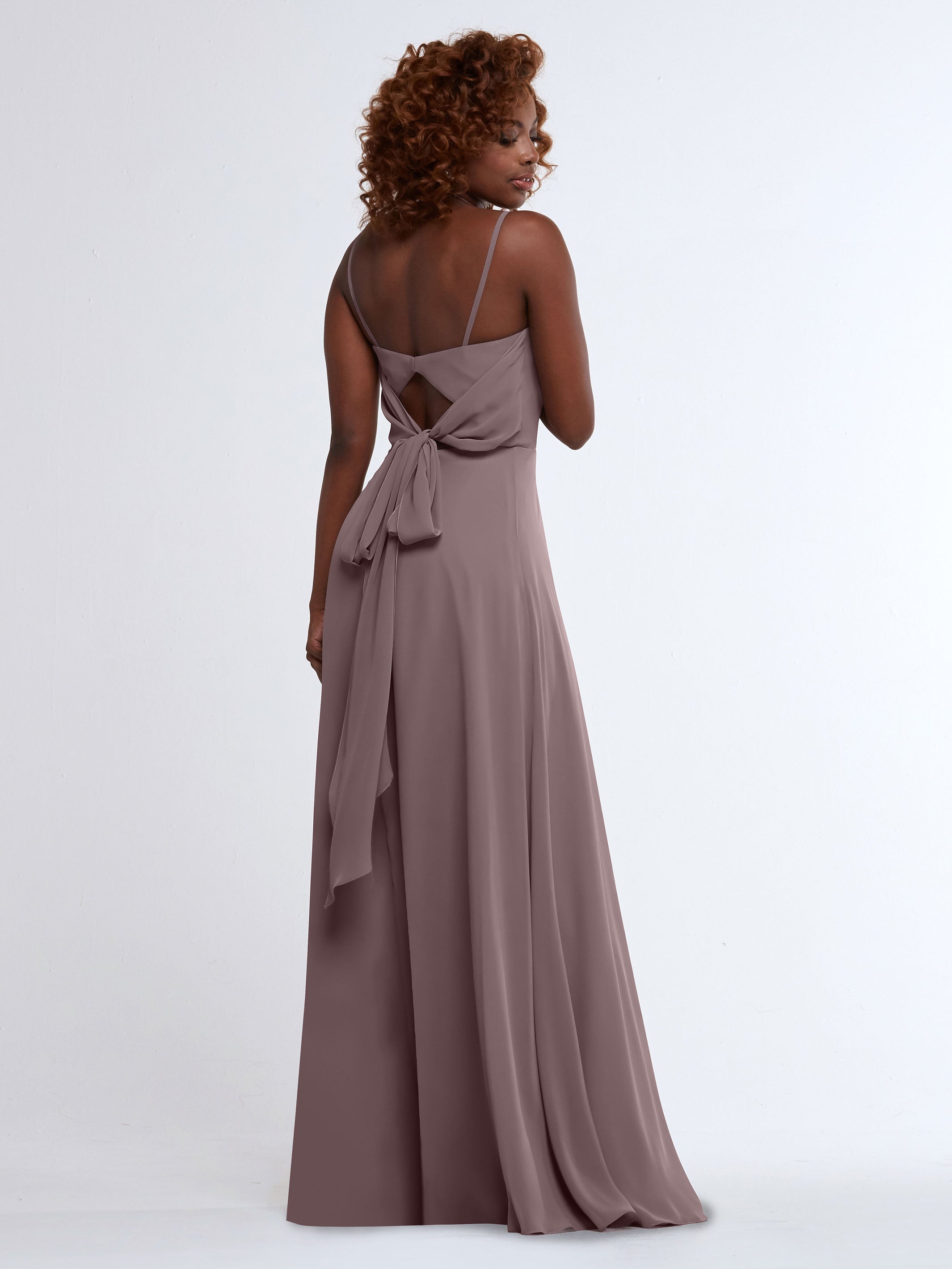 Elegant A-Line Bridesmaid Dress with Flowy Chiffon Skirt & Thigh Slit - Perfect for Weddings, Formal Events & Special Occasions
