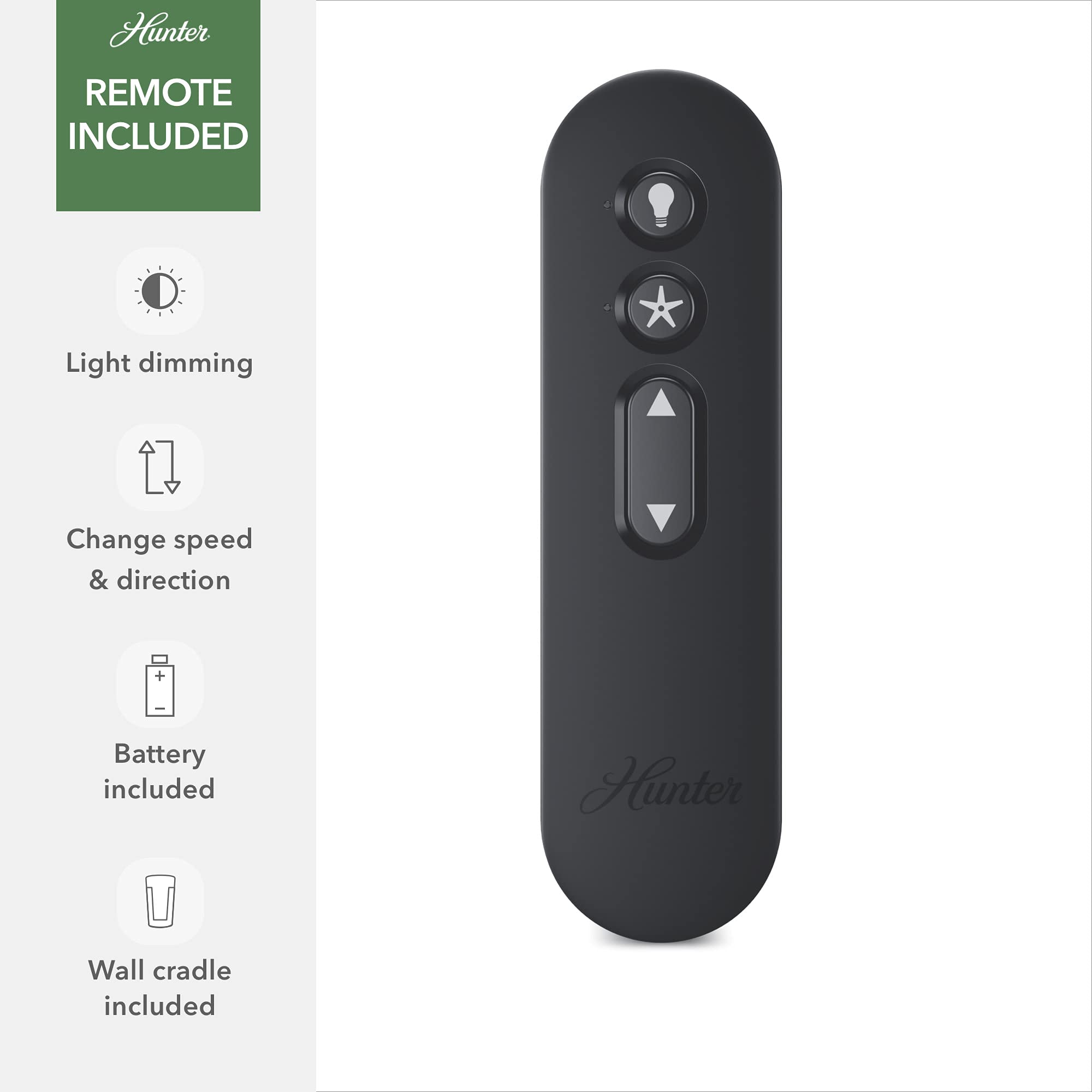 Hunter Aerodyne 52 Inch Ceiling Fan with LED Light and Remote Control, Matte Black Finish - Perfect for Living Room, Bedroom, and Outdoor Patio Cooling