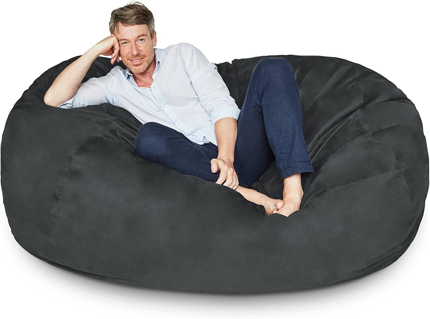 Luxury Microsuede Bean Bag Cover - 6-Foot Machine Washable Replacement Outer Shell with Black Inlay | Perfect for Living Room, Game Room & Dorm Decor