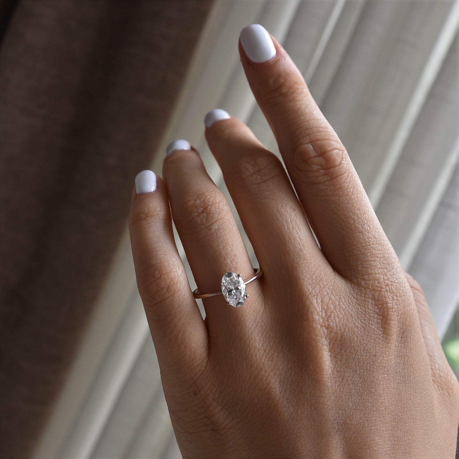 1.5 Carat Oval Cut Moissanite Engagement Ring 14K Rose Gold - Classic Bridal Stackable Ring for Women | Wedding, Proposal, Anniversary Gift Idea