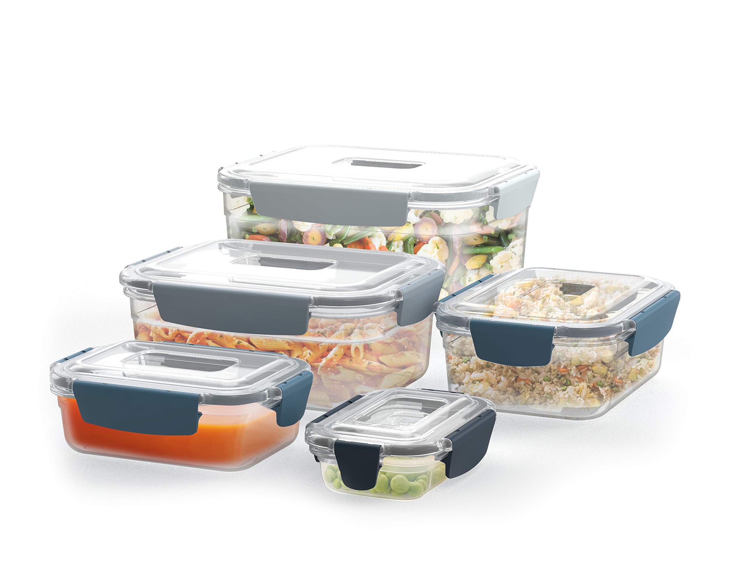 Joseph Joseph Nest Lock BPA-Free Plastic Food Storage Container Set - 10-Piece Airtight Leakproof Kitchen Organizers with Locking Lids (Sky Blue) - Perfect for Meal Prep, Leftovers & Pantry Organization