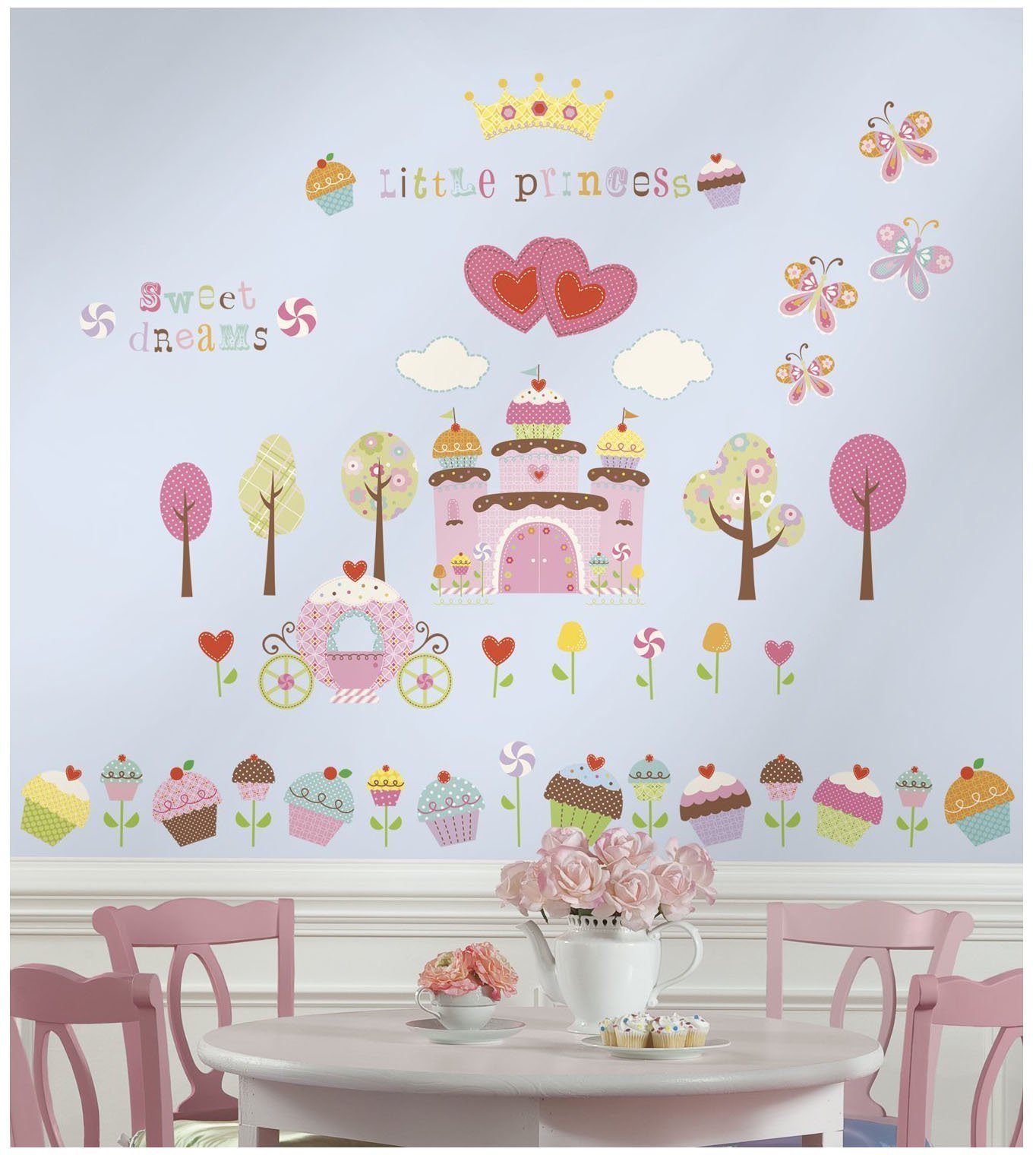 RoomMates RMK1605SCS Happy Cupcake Peel and Stick Wall Decals - Fun Kids Room Decor, Nursery Wall Stickers for Birthday Party & Bedroom Makeover