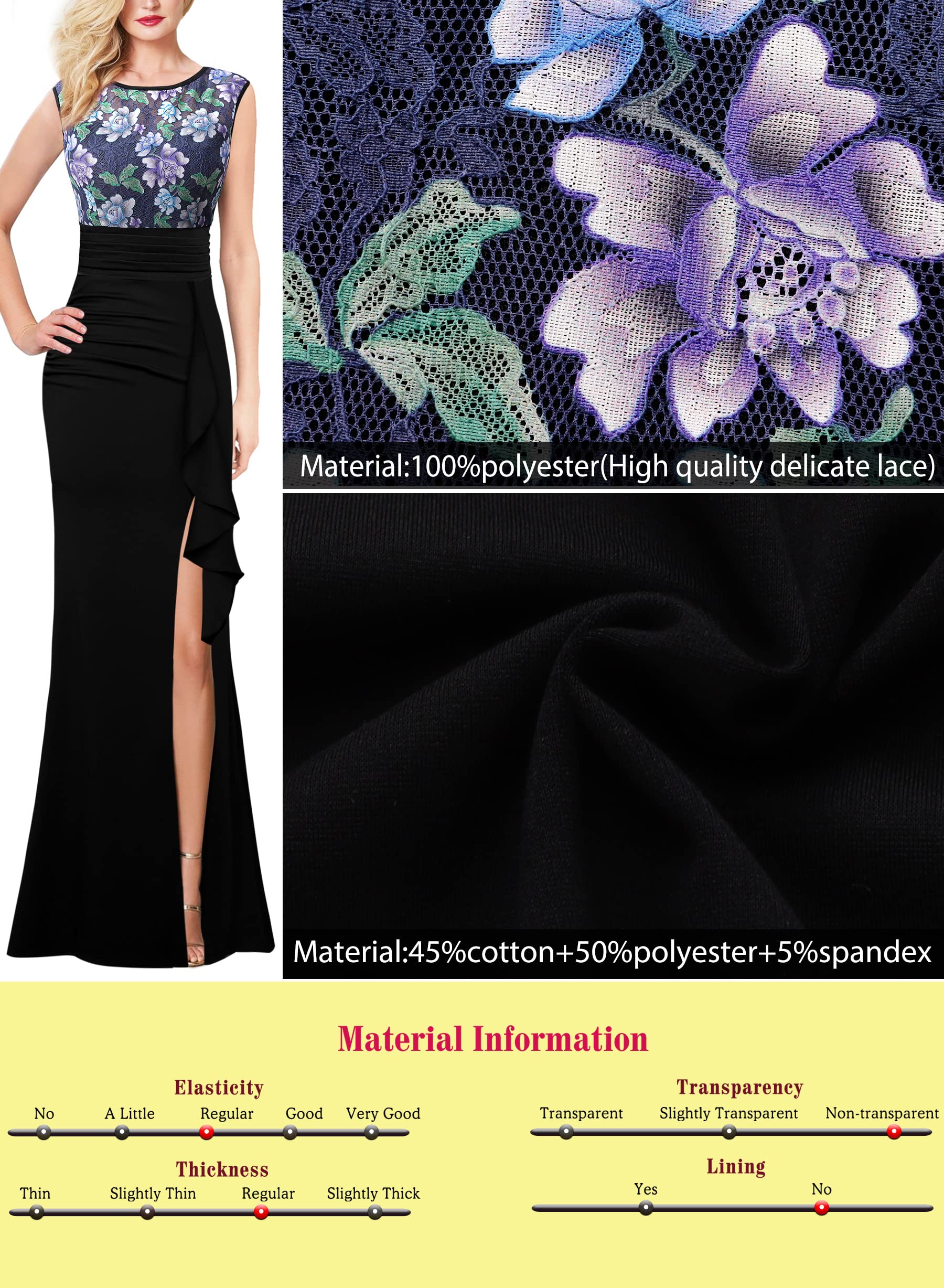 VFSHOW Women's Elegant Ruched Ruffles Evening Gown - Perfect for Prom, Wedding, Party & Formal Events - Long Maxi Dress for Special Occasions